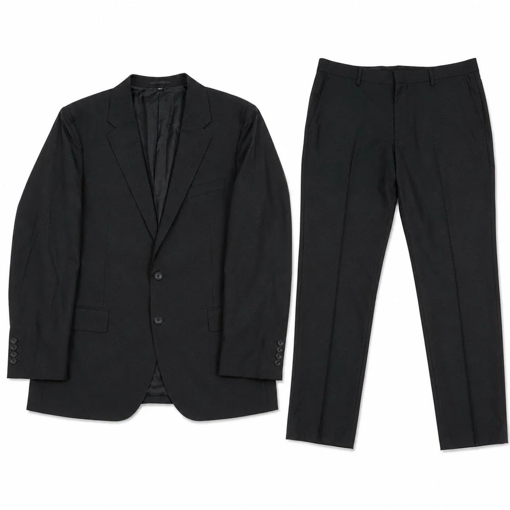 J Crew Ludlow Loro Piano 2-Piece Suit Mens 44R/34x32 Black 100% Italian Wool